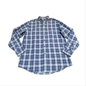 L.L. Bean Traditional Fit Plaid Shirt Men M  Blue Button-Up 100% Cotton Classic